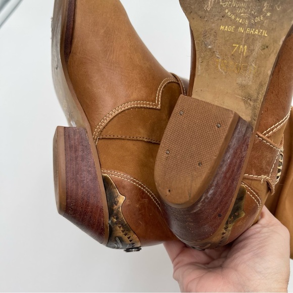 Circle S “Triger” Leather Boots Women’s Sz 7 Vintage Brown Slouchy Western - Picture 12 of 16